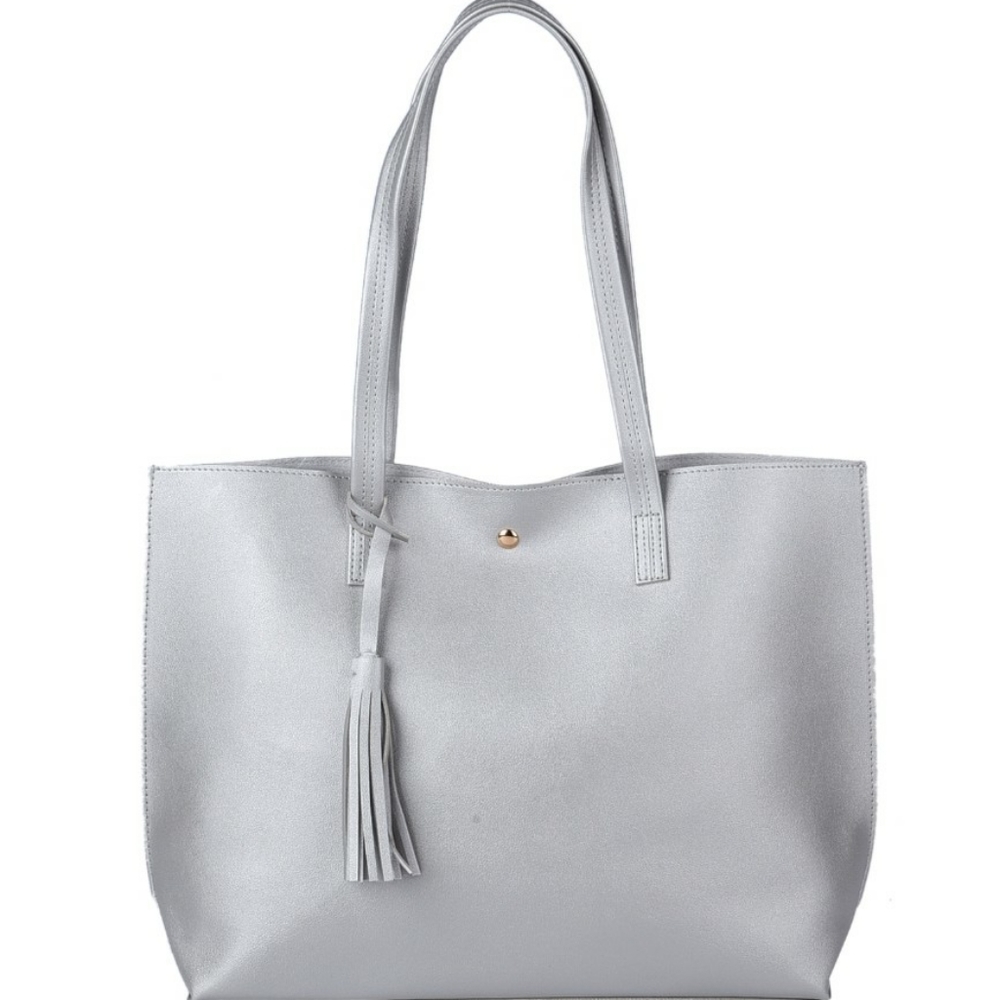 NWT Passage Silver Faux Leather Tote